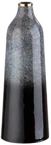 GILDE große Deko Vase konische Blumenvase aus Metall - Deko Wohnzimmer Geschenk für Frauen - Farben: Grau Schwarz Höhe 40 cm