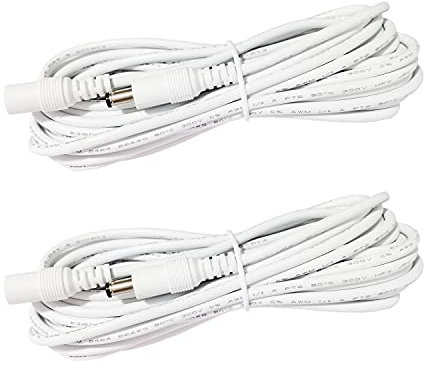 LITAELEK 2pcs 1m 22AWG DC 12V Câble d'extension Prise DC 5,5mm x 2,1mm DC 0-36V Cordon d'alimentation Rallonge électrique Mâle à Femelle pour Moniteur de Voiture, Caméra CCTV, Bande LED, Blanc