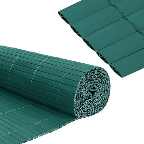 Froadp PVC Sichtschutzmatte Sichtschutzzaun Imitat Bambus mit Kabelbindern und W-Förmige Verstärkten Lamellen Wetterfest Balkon Sichtschutz Outdoor Gartensichtschutz Zaun 120x1000cm (Grün)