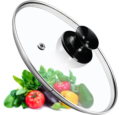 KADAX Couvercle de casserole, couvercle universel en verre avec poignée noire brillante, couvercle résistant à la chaleur, disponible en différentes tailles, couvercle de poêle, couvercle (26 cm)