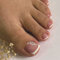 TMUT 24pcs French Tip False Toenails Floral Stick on Toe Nails Nude Pink Press on Toenails Removable Glue-on Toenails Fake Toe Nails Full Cover Acrylic Toe Nail Art Tips for Women Girls