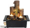 Tuzsocr Fontaine à eau électrique de bureau,Fontaine d’Intérieur Cascade 4 Niveaux Jarre Effet Pierre,Décor Zen en Résine,avec Lumières LED Ornements d'eau Courante de Fontaine pour Le Bureau(Style 2)