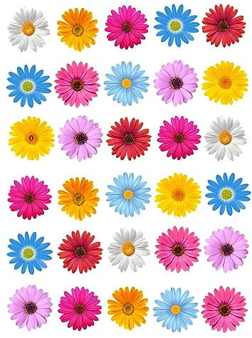 30 x Edible Flowers Daisy Rice Fairy Paper Cake Cupcake Toppers Edible Decoration Daisies