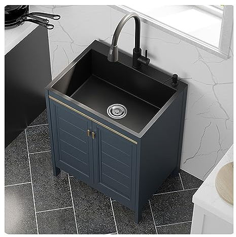 Lavandino Cucina Multifunzion,Lavello Cucina con Mobile,Lavello Cucina 1/2 Vasca,Lavello in Acciaio Inox,Mobili Cucina Componibil,con Rubinetto,Dispenser di Sapone,Gocciolatoio,Componenti di Drenaggio