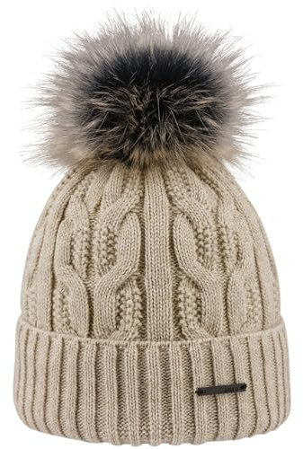 areco Pudelmütze beige Weiss