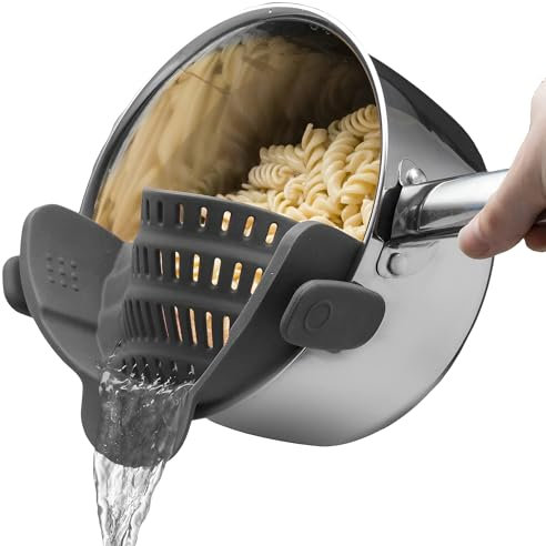 ZSMJAER Colador Rápido,Filtro de Silicona con Clip,Apto para Todas las Ollas y Sartenes,Perfecto para Escurrir Pasta, Verduras y Frutas