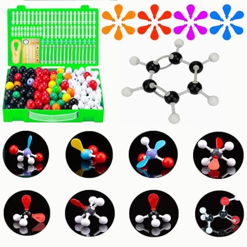 zhongguoqiaomao 310 Pcs Molecular Model Molekülbaukasten Chemie für anorganische und organische Strukturen Atom Link Model Set für Lehramtsstudenten