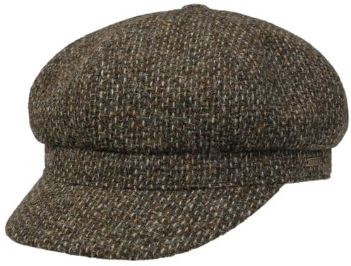 Stetson Classic Tweed Ballonmütze Newsboy Cap Gefütterte Wollcap Damen Herren Herbst Winter braun L (58-59 cm)