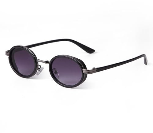 ADEWU Retro Sonnenbrille Damen Oval Vintage Kleine Brille Schmal Vollrand Metall Mode Trendy mit UV Schutz