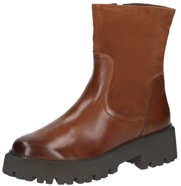 CAPRICE Damen Winterstiefel ohne Absatz aus Leder Gefüttert, Braun (Cognac Comb), 41 EU