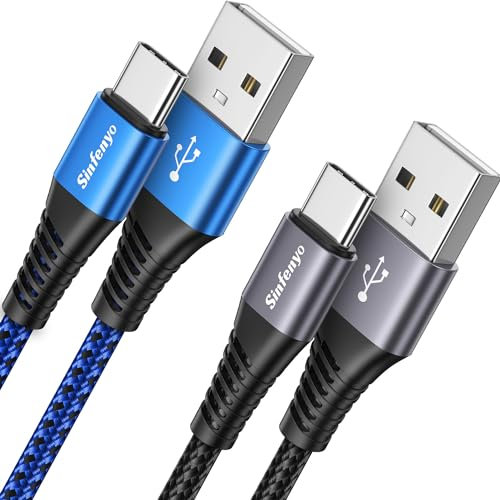 USB C Charger Cable [2Pack 1M],USB A to USB C Cable Nylon Type C Charger Lead Fast Charging Compatible with iPhone 16 15 Plus Pro Max,Samsung Galaxy S25 Ultra S24 S24+ S23 S22 S21 Plus S20 FE S10 S9