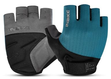 INBIKE Fahrradhandschuhe MTB Moutainbike Handschuhe Sommer Haslbfinger Fingerlos Herren Damen rutschfest Stoßfest Elastisch Reflektierend Atmungsaktiv Radsport Multifunkton IHC218 Blau 2XL