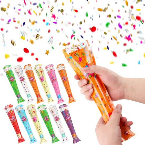 XiXiRan Konfettikanone Mini Konfetti Shooter Bunt für Geburtstag (43cm*12pcs)