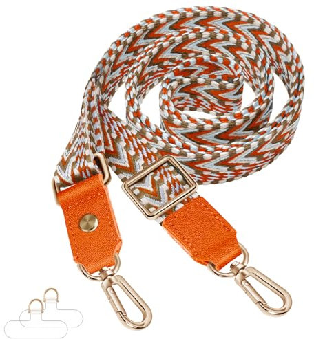 UKON Crossbody Phone Lanyard - Adjustable Genuine Leather Head Shoulder Bag Strap with 2 Tpu Phone Tether Tab