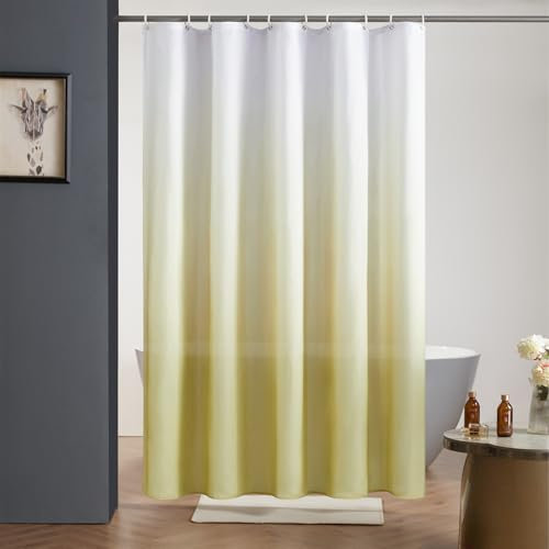 Furlinic Tenda da doccia in tessuto antimuffa, impermeabile, lavabile, in tessuto di poliestere, bianco dopo la luce, tortora, sottile, 120 x 200 cm, con 8 anelli per tenda da doccia.