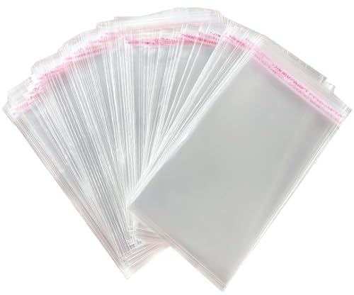 Zydiwo 300 st genomskinliga cellofanpåsar plastpåsar självhäftande plastpåsar plast matpåse godis dekoration jul kaka (12 x 20 cm)