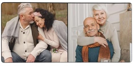 Personalised Photo Mouse Mat for Desk, Custom Large Mouse Pad with Pictures/Text/Logo Printed, Design Your Own Desk Mat for Keyboard Laptop, Gifts for Dad Mum Friends Kids, Collage 2 Images, 40x90cm