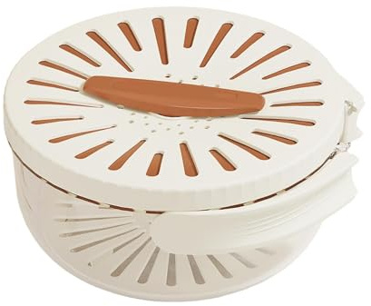 MagiDeal 2 in 1 Fruit Container Drain Basket with Folding Handle Fruits Keeper, Brown