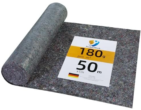 CCLIFE Malervlies Abdeckvlies Rolle 50m Abdeckfliesse für Boden 180g/m² mit Anti-Rutsch Beschichtung 50x1m