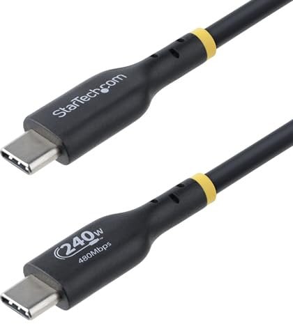 StarTech.com Câble de Recharge USB-C de 4m, Cordon USB-C Certifié USB-IF, 240W PD EPR, Câble Chargeur USB 2.0 Type-C pour Ordinateur Portable, Câble de Transfert de Données USB-C, Gaine TPE, M/M