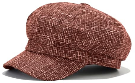 JFAN Classic lässige Ballonmütze für Damen Schirmmütze Kappe Barett mit Glencheck Karo Muster Maler Mütz Bakerboy Schiebermütze Newsboy Cap Cabbie,Burgunderrot