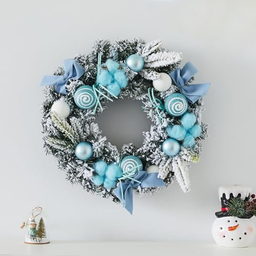 rge Corona pasquale primavera blu 30 cm ghirlanda per porta esterna fiori artificiali per la primavera e l'estate, adatta per tutte le stagioni per porta di casa, camino e decorazione da parete