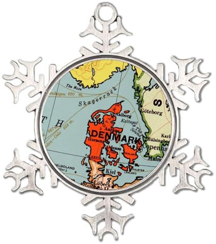 Karte Dänemark Weihnachtsbaum Hängende Ornamente Antike Weltkarte Bilder Metall Schneeflocke Ornament Urlaub Dekoration Lokale Stadt Karte Bild Rustikale Weihnachtskugel für Kinder Tochter Sohn