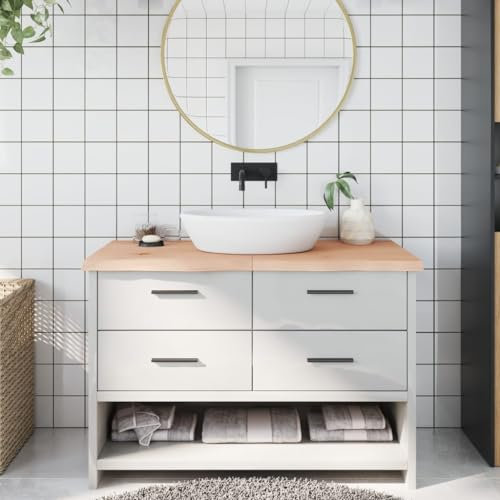 UJCHVHN Hausgarten, Badezimmer-Arbeitsplatte, 120 x 60 x (2-4) cm, unbehandeltes Massivholz