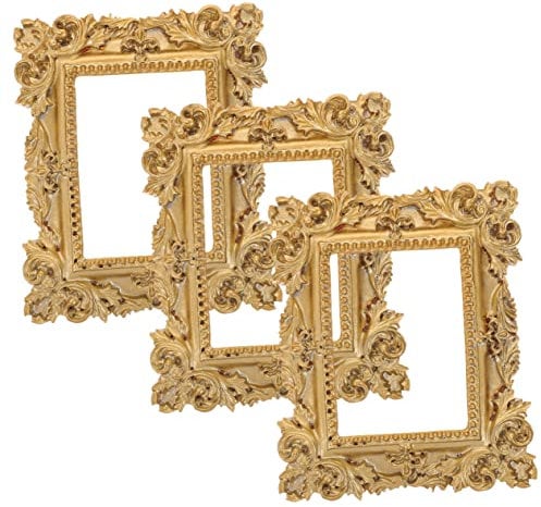 Cabilock 3pcs Mini Photo Frame Decoration Miniature Tiny Antique Frames Decorative Photo Frame Home Decor Multiple Picture Frame Party Retro Decor Modern Frames Resin Golden