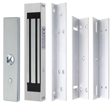 YAVIS Serrure Électromagnétique Étanche DC 12V, 180 KG/350LBs de force, Surface brossée, Modèle NC, Supports Z & L inclus, idéale pour systèmes de contrôle d'accès extérieurs et intérieurs