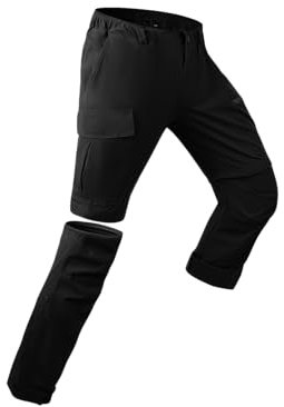 YAOBAOLE Pantalon de Randonnée Homme Pantalons Cargo Homme Pantalon Militaire Pantalons de Pluie Noir L