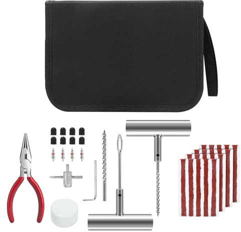 jianyana Tire Repair Kit, 42 Pcs Professional Heavy Duty Universal Emergency Flat Tire Repair Kit to Fix Punctures, for car Motorcycle, Truck, Golf Cart, ATV, Tractor, ARB, RV, SUV, Trailer etc.