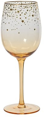 Kaemingk Weinglas 22,6cm - Glas mit Sternen - Glasgeschirr Wasserglas Saftglas Sektglas - Gläser für Weihnachten - Glas mit Stiel Apricot Gold