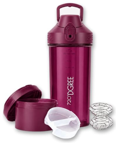 720°DGREE Protein Shaker 550ml ”uberShaker” inkl. Container – BPA-frei | Eiweiß Shaker mit Kugel für cremige Shakes – Einfache Reinigung in der Spülmaschine - Ideal für Fitness, Gym und Alltag