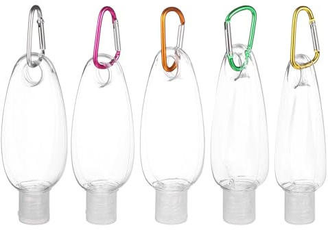 Anneome 10pcs Travel Empty Hand Lotion Bottles with Hanging Hook, 30ml Petg Refillable Containers, Easy to Use and Carry for Anytime and Anywhere Home Use Random Color