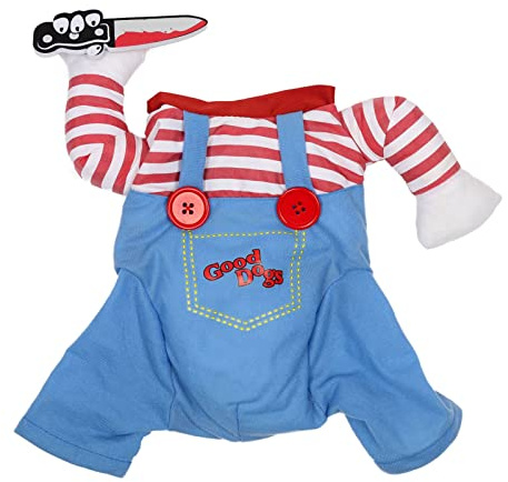 CHICIRIS Costumi per Cani, Materiale in Poliestere, Divertenti Vestiti per Animali con Attacco per Coltello, Perfetti per Feste di Halloween e Natale (blu m)