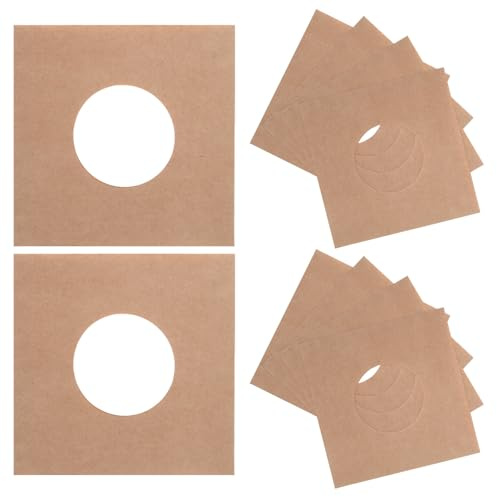 TOYANDONA 10 Pcs Vinyl Record Protective Sleeves in Khaki Kraft Paper Right-Angle Design for 7 Inch Vinyl Records Moisture Prevention and Storage Solution