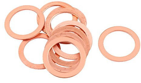sourcing map 10pcs 22mm x 16mm x 1mm Flat Ring Copper Crush Washer Sealing | Gasket fastener, Copper sealing gasket
