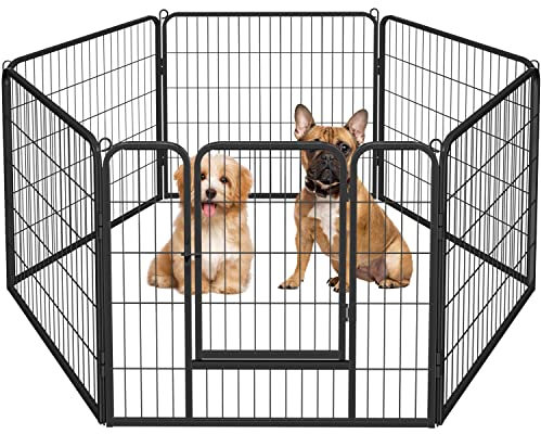 Yaheetech Dog Playpen, 6 Panel Puppy Play Pen Heavy Duty Pet Exercise Fence for Garden/Yard 80cm Height