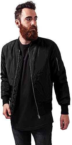 Bomber Jacket, Blouson avec Bords-Côtes aux Col, Poignets et Ceinture, blk/blk, Taille 3XL