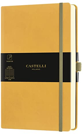 Castelli Milano AQUARELA Mustard Notebook 13x21 cm Stripe Hard Cover Yellow 240 Pag