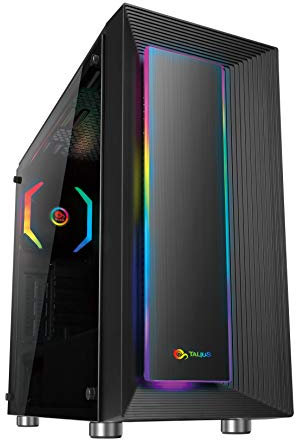 TALIUS Auriga. Caja Gaming Negra. Caja PC Gamer Incluye 1 Ventilador ARGB, Pc de Juego de Torre ATX de crital Templado.