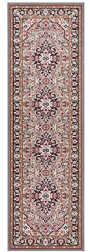 Nouristan Mirkan Orient Teppich – Wohnzimmerteppich Orientalisch Kurzflor Vintage Orientalischer Teppich für Esszimmer, Wohnzimmer, Schlafzimmer – Grau, 80x250cm