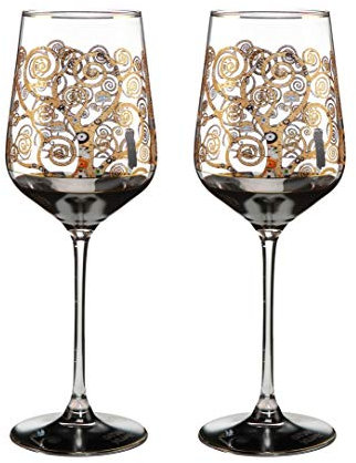 CREAFLOR HOME 2er Set Gustav Klimt Weinglas Der Lebensbaum H. 25cm 450ml Goebel