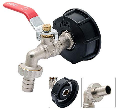 OTNE S60X6 Raccord Robinet en Laiton Chromé pour IBC Cuve 1000 litres, Robinet de Jardin, Adaptateur de Réservoir de Vidange, avec 1/2 Raccord de Tuyau