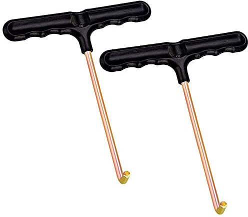 Amacoam Trampolin Werkzeug Trampolin Federspanner T-Haken Trampolin Ersatzteile Trampolin Spanner T Haken aus Metall für Zelthering Zelt-Hering Abzieher für Jumping Trampolin Schwarz 2 Stück