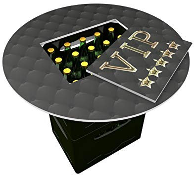 Vispronet Bierkastentisch VIP ✓ mobiler Aufsatz für Bier- & Getränkekästen ✓ Deckel zur Getränkeentnahme