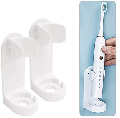 Andiker Elektro-Zahnbürstenhalter, an der Wand montiert Zahnbürsten Organizer, rutschfeste Zahnbürstenständer Body Base für Badezimmer zum Trocknen, platzsparend (2, Weiß)