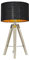 MiniSun | Distressed Wood and Silver Chrome Tripod Table Lamp with a Black/Gold Drum Shade | Home Décor, Bedside & Desk Lamp