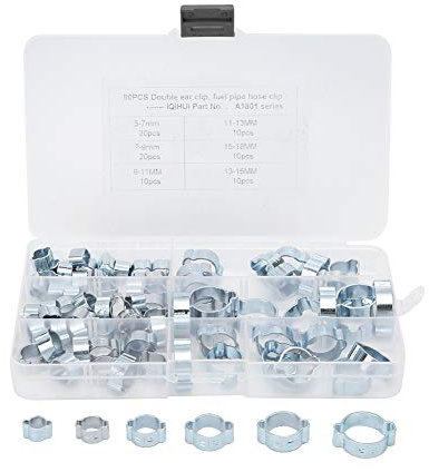 Assortiment de colliers de serrage à double oreille 80 pièces Colliers de serrage à double oreille